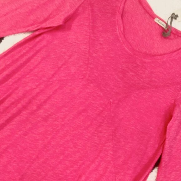 NWT $80 Mod O Doc Womens Small Pink Slub Jersey 3/4 Sleeve Tunic Flowy Tee Top - Picture 6 of 13